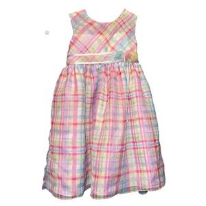 La Princess girls 3T Colorful Plaid pastel Sleeveless‎ dress